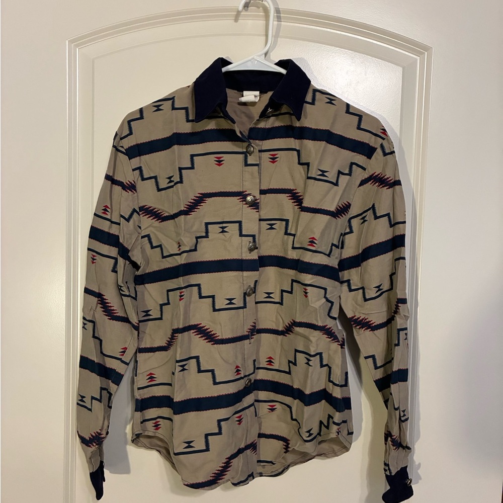 Men's Casual Button Down Shirt with Geometric Pattern